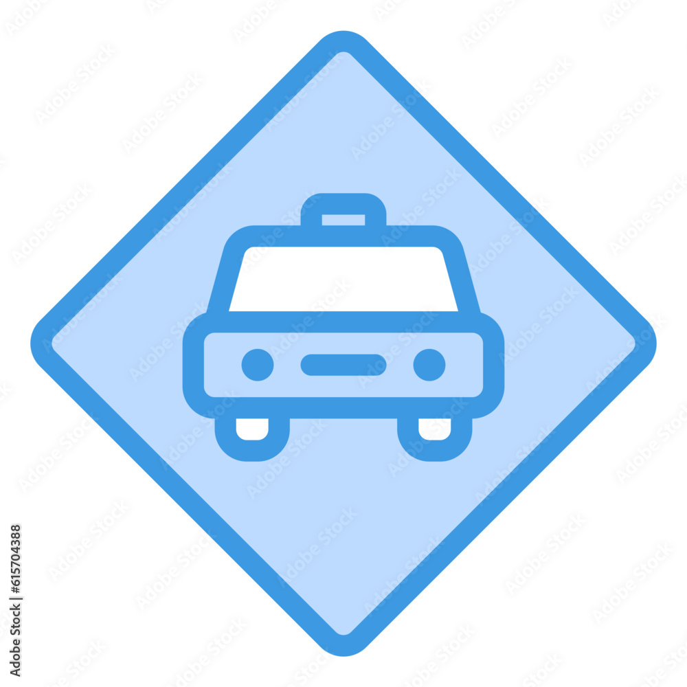 Taxi icon in blue line style, use for website mobile app presentation