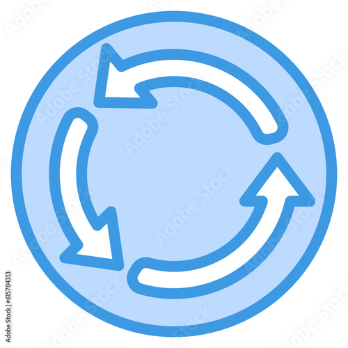 Roundabout icon in blue line style, use for website mobile app presentation