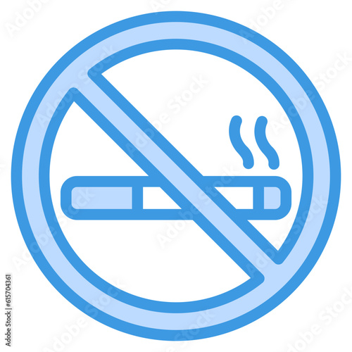 No smoking icon in blue line style, use for website mobile app presentation