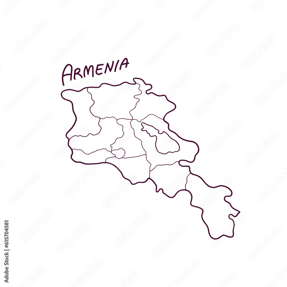 Hand Drawn Doodle Map Of Armenia. Vector Illustration