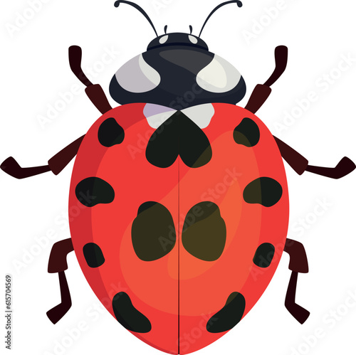 Ladybug top view red cute insect with black spots paws and antenna summer beetle vector flat © Vikivector