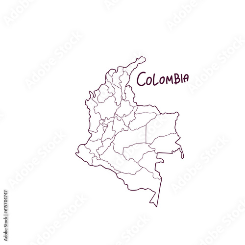 Hand Drawn Doodle Map Of Colombia. Vector Illustration