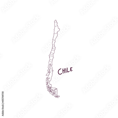 Hand Drawn Doodle Map Of Chile. Vector Illustration