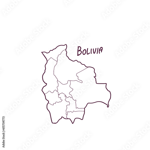 Hand Drawn Doodle Map Of Bolivia. Vector Illustration