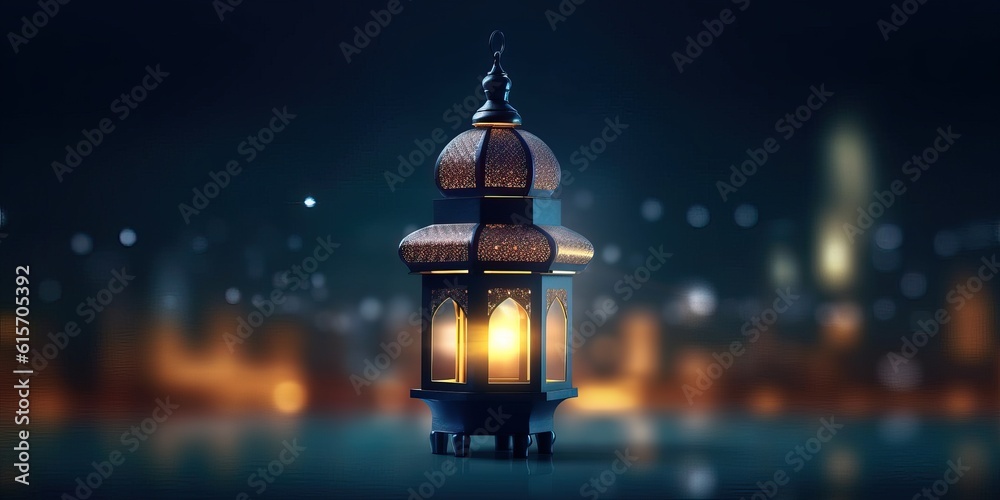 arabic lantern of ramadan celebration background illustration made with Generative AI arabic lantern of ramadan celebration background illustration made with Generative AI