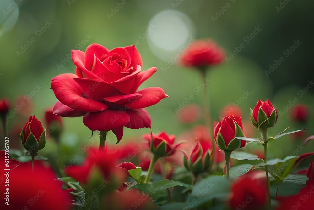 red flowers in the garden Generated AI red flowers in the garden Generated AI