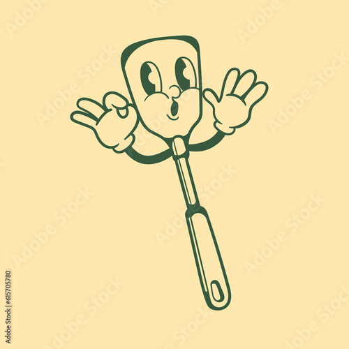 Vintage character design of spatula