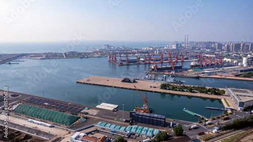 Aerospace Qingdao Coastline City Landscape Panorama Map