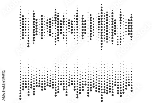 Set of halftone round dotted frames. Design element for frame, logo, web pages, prints, posters, template.