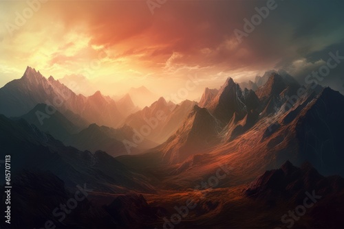 Mountain range mist. Generate Ai