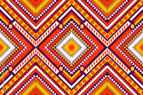 Seamless design pattern, traditional geometric star zigzag pattern. yellow purple orange  white  vector illustration design, abstract fabric pattern, aztec style for textiles, 