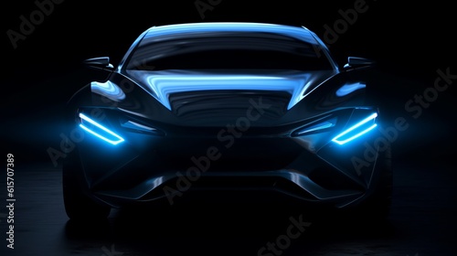 Car blue headlights  shape concept art dark Generative AI