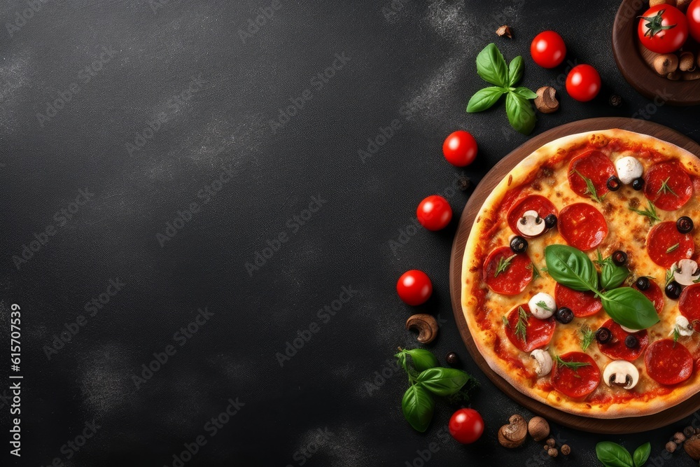 Pizza dinner background. Generate Ai