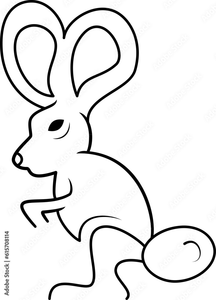 Fototapeta premium rabbit illustration with line concept. simple and minimal style. use for logo, icon, symbol, sign, print and decoration. black and white
