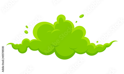 Smelling green cartoon smoke or fart clouds flat style design vector illustration. Bad stink or toxic aroma cartoon smoke cloud isolated on white background.