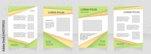 Green school blank brochure layout design. Environmental project. Vertical poster template set with empty copy space for text. Premade corporate reports collection. Editable flyer paper pages