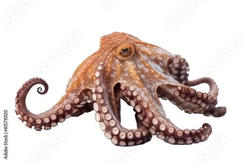 Octopus isolated on transparent background. Generative AI.