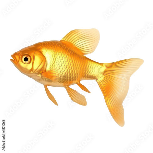 Golden fish isolated on transparent background. Generative AI.