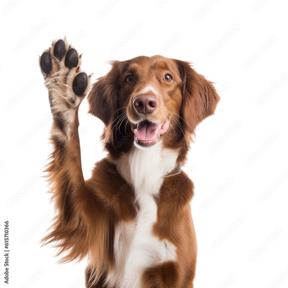 border collie giving high five isolated on white