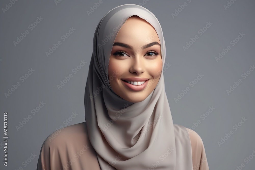 Portrait beautiful woman wearing hijab made with Generative AI Portrait beautiful woman wearing hijab made with Generative AI