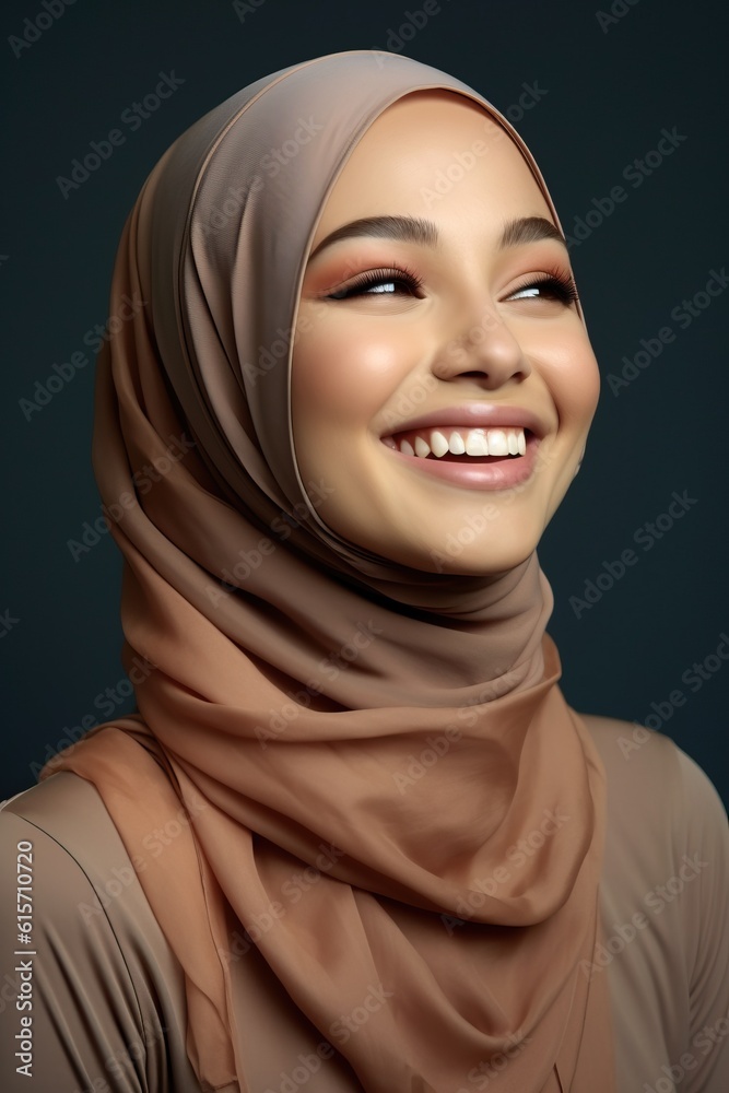 Portrait beautiful woman wearing hijab made with Generative AI Portrait beautiful woman wearing hijab made with Generative AI