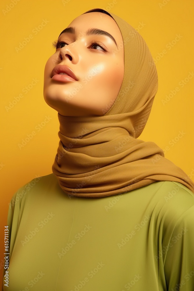 Portrait beautiful woman wearing hijab made with Generative AI
