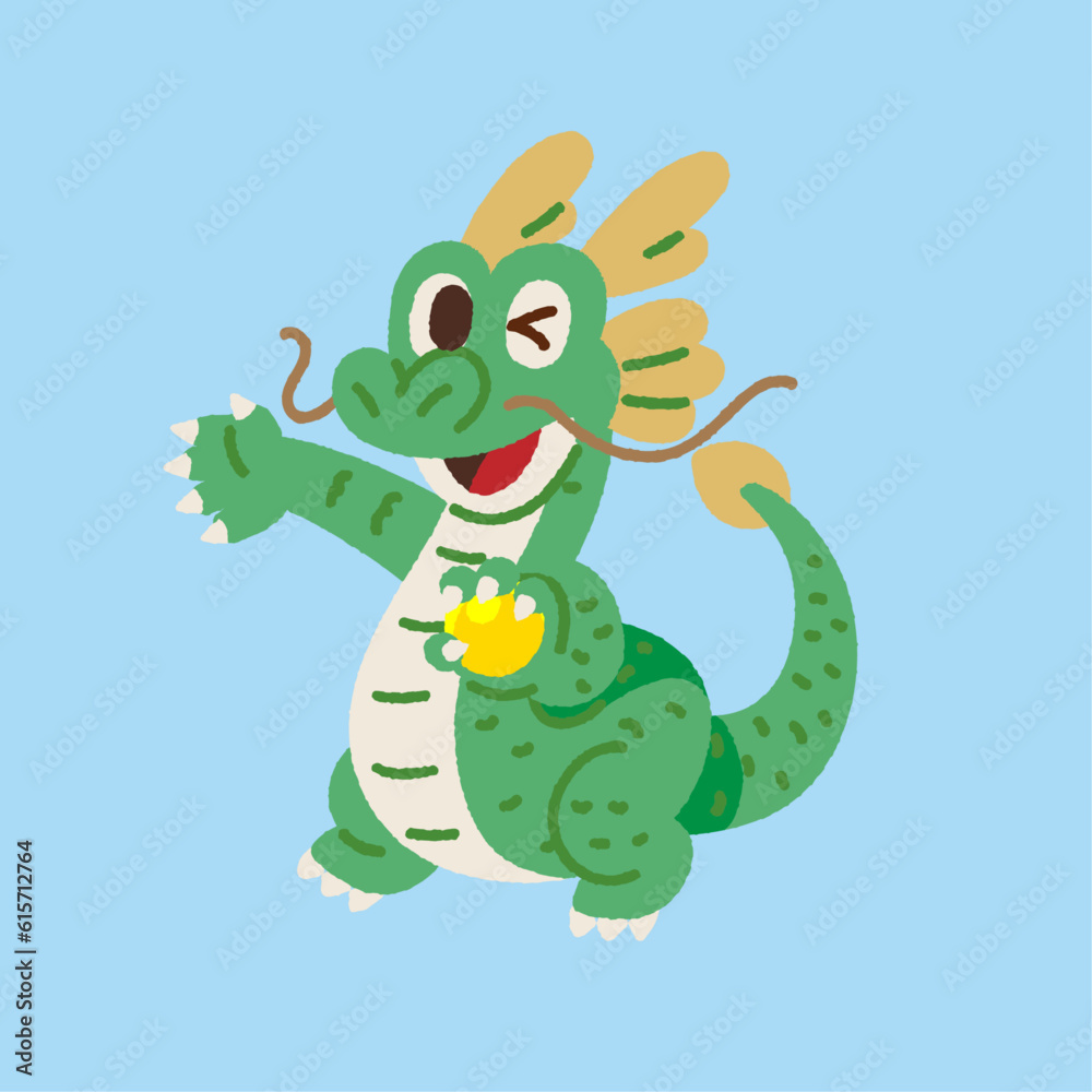 Obraz premium 案内するドラゴンのキャラクターのイラスト
