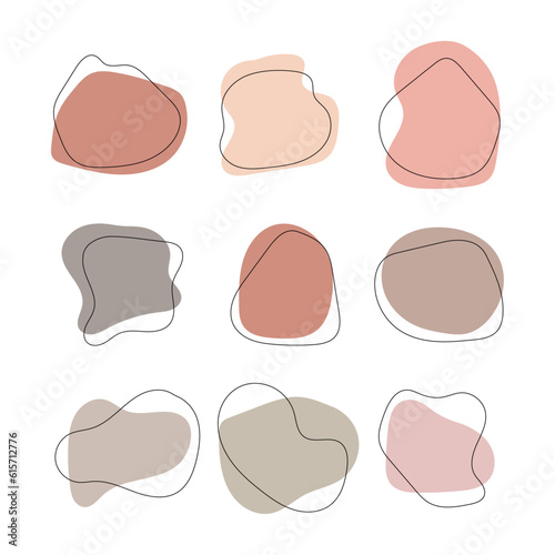 Vector hand drawn abstract shapes collection with soft colors.