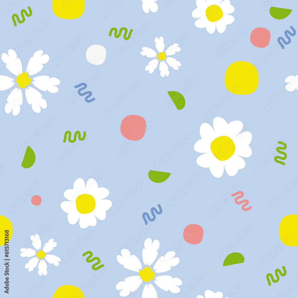 Vector seamless summer floral pattern with daisies Vector seamless summer floral pattern with daisies