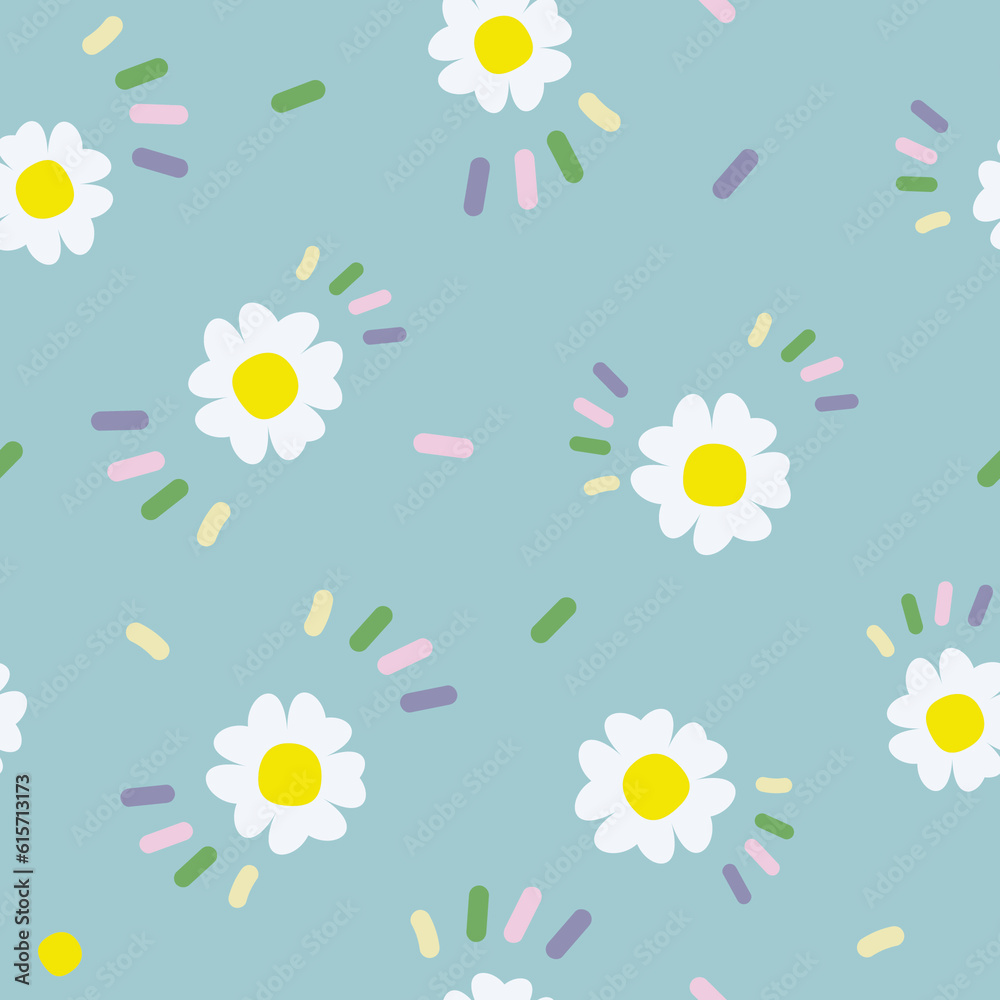 Vector seamless summer floral pattern with daisies Vector seamless summer floral pattern with daisies
