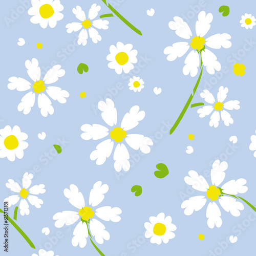 Vector seamless summer floral pattern with daisies  © Oksana
