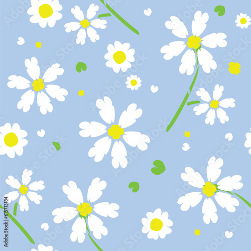 Vector seamless summer floral pattern with daisies 