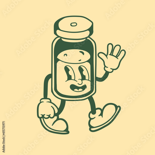 Vintage character design of a medicine bottle