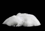 liquid white foam from soap or shampoo or shower gel Abstract soap bubbles. Set foam, soap bubble isolated on black, with clipping path texture and background.	
