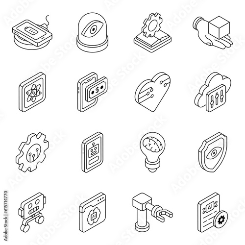 Pack of Ai Technology Linear Icons
