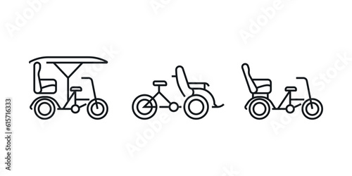 Coco taxi. Motorized rickshaw. Customizable thin line contour symbols. Isolated vector outline illustrations. Editable stroke