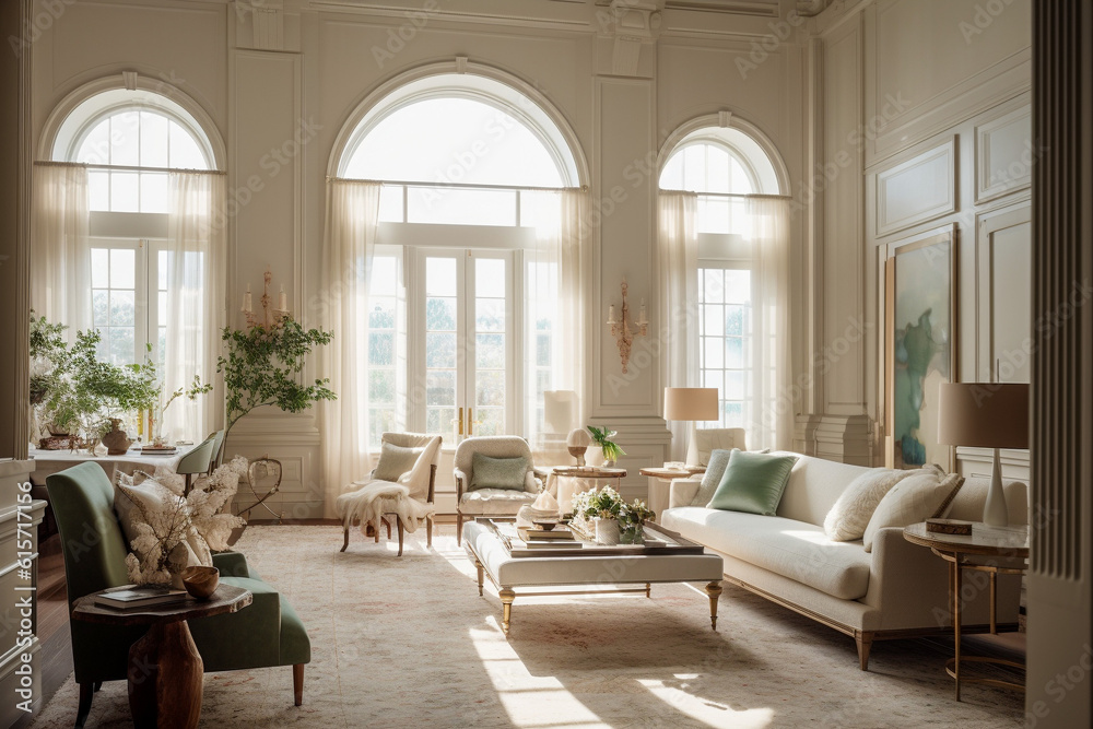 Luxury living room, super photo realistic background. Generative ai illustration