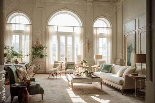 Luxury living room, super photo realistic background. Generative ai illustration © Anna
