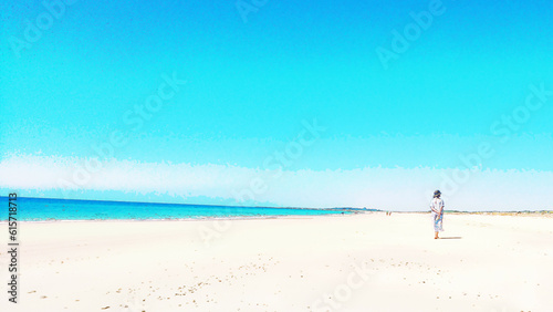 Woman walking at the beach