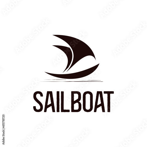 Dhow Sailboat Silhouette logo design, Traditional Sailboat from Asia Africa on River and Sea