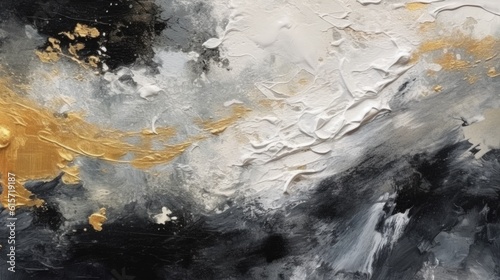 Abstract painting of paint splashes and scratches on canvas made with Generative AI © Tebha Workspace