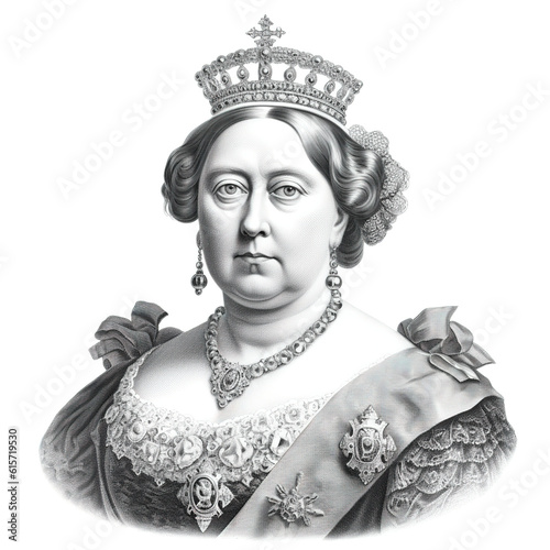 Fényképezés Black and white vintage engraving, headshot portrait of Queen Victoria (Alexandr