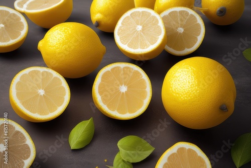 lemons on wooden table  generative ai