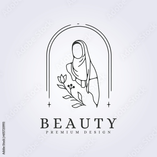 aesthetic and beauty hijab girl logo vector illustration design