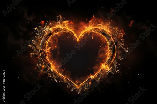 Heart flame frame simple. Generate Ai