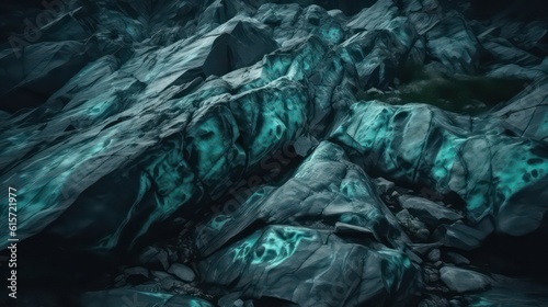 Blue green stone background. Abstract turquoise wallpaper background Generative AI.