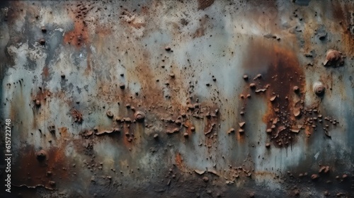 Old rusty metal texture. Iron grunge background. Gray rusty wallpaper background. Generative AI.