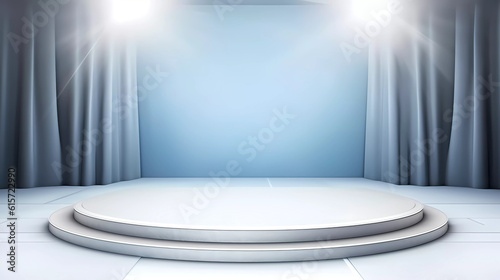 Podium stage platform background hyper realistic  for product presentation. Illuminating the podium stage.  photo