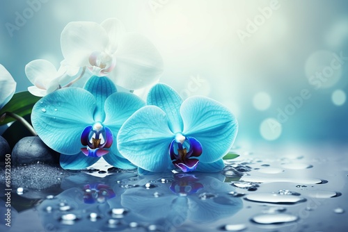 Fotografiet Spa orchids drops. Generate Ai