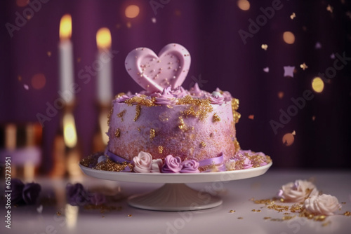 Birthday cake  super photo realistic background. Generative ai illustration